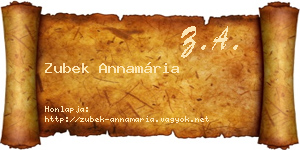 Zubek Annamária névjegykártya